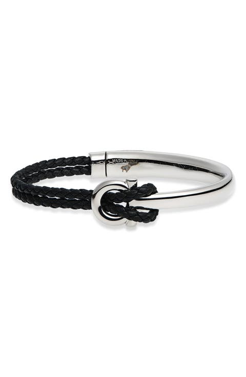 Gancio Braided Leather Bracelet