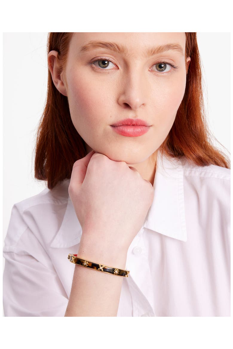 Breeze Along Hinged Slim Bangle Bracelet, Alternate, color, GOLD/ TORTOISE