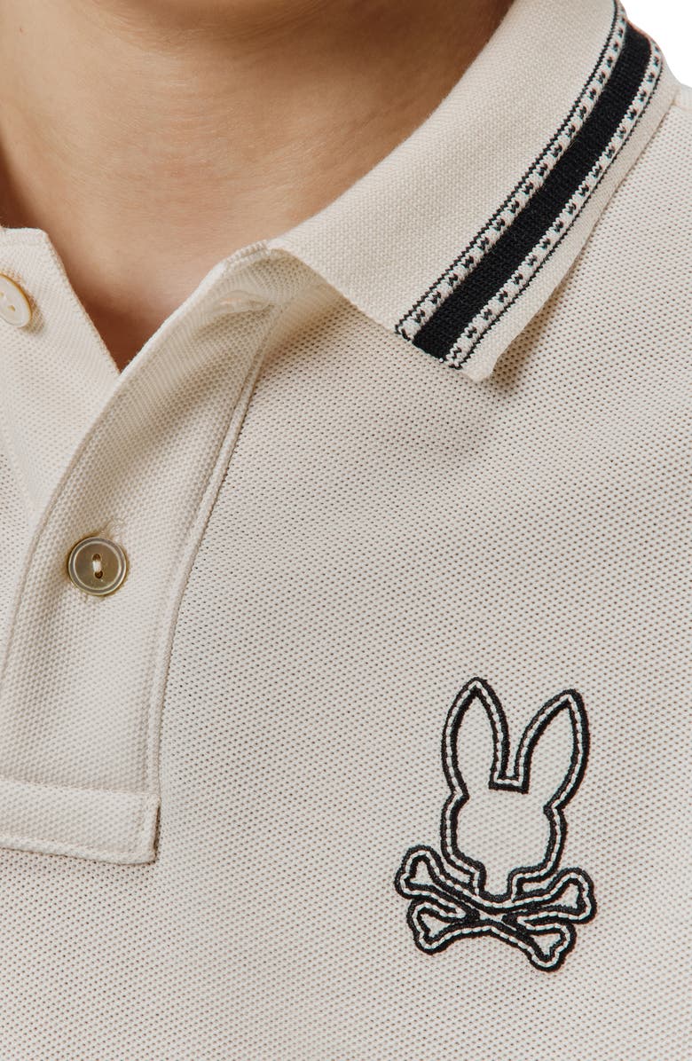 Psycho Bunny Kids' Joe Bunny Patch Cotton Piqué Polo, Alternate, color, Pristine