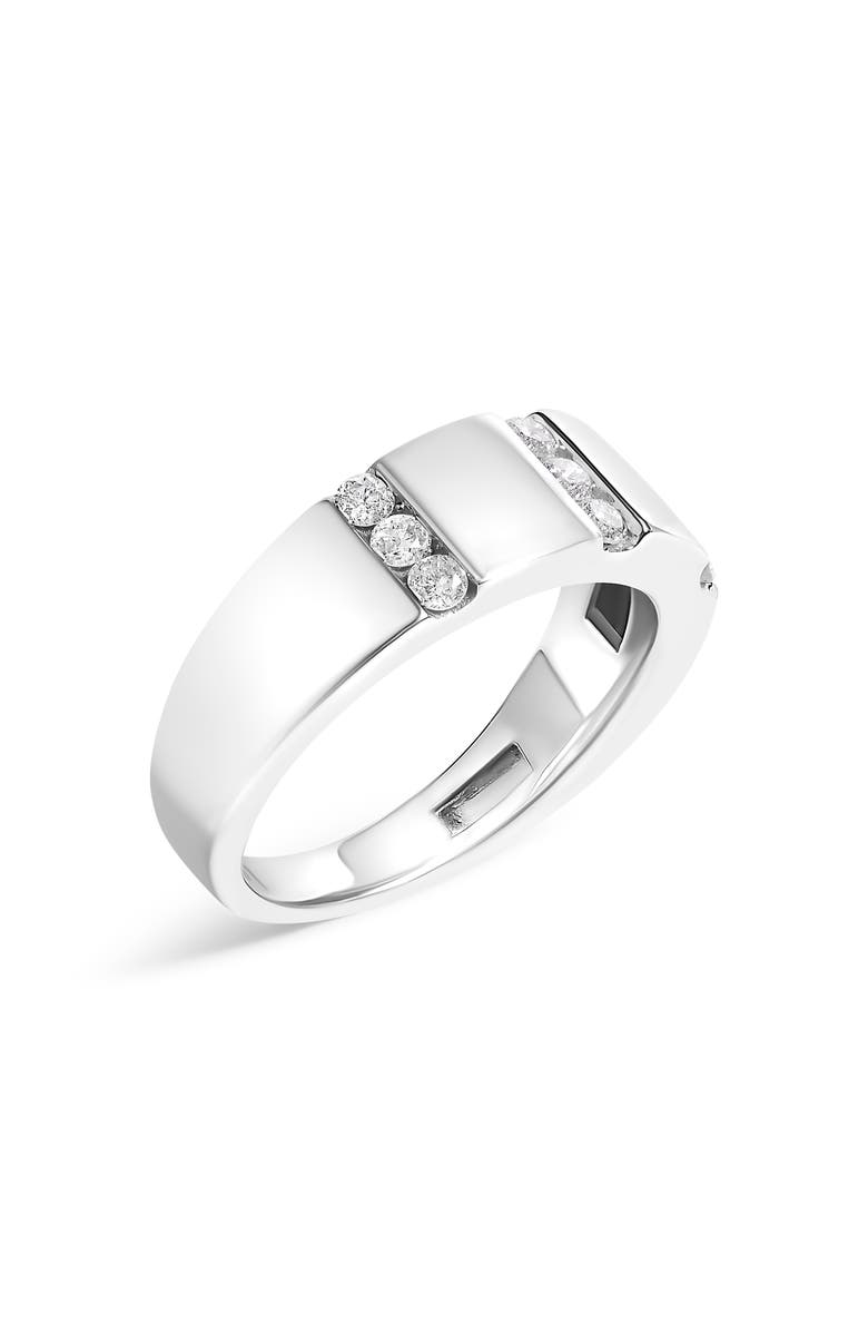 Haus of Brilliance Men's Silver 1/2 Cttw Diamond Triple Three Stone Row Band Ring, Alternate, color, White