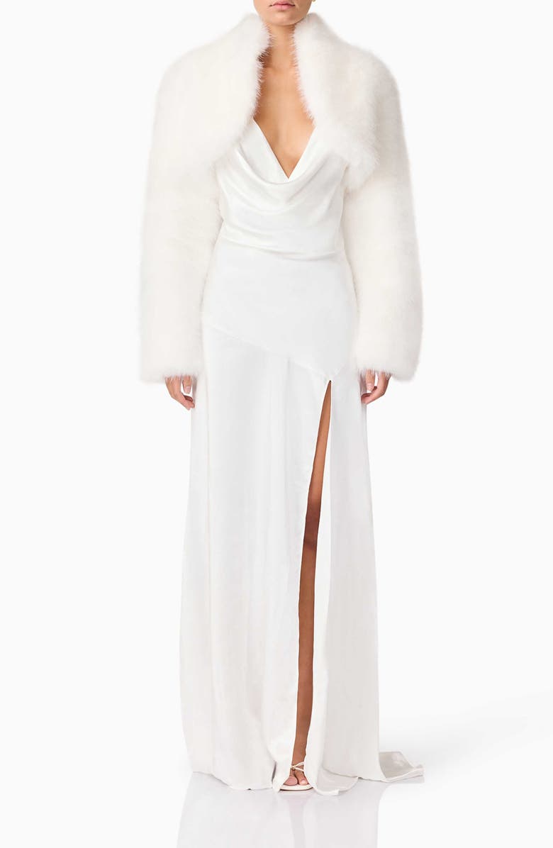 Elliatt Lucyna Faux Fur Shrug, Main, color, White