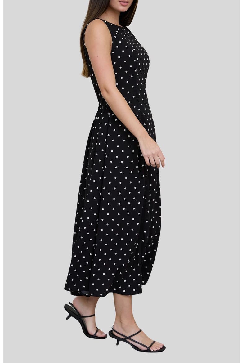 Polka Dot Sleeveless Midi Dress, Alternate, color, BLACK