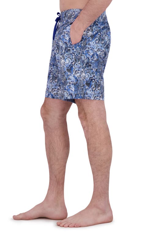 Robert Graham Quickdry Boxer Board Shorts In Blue Damask