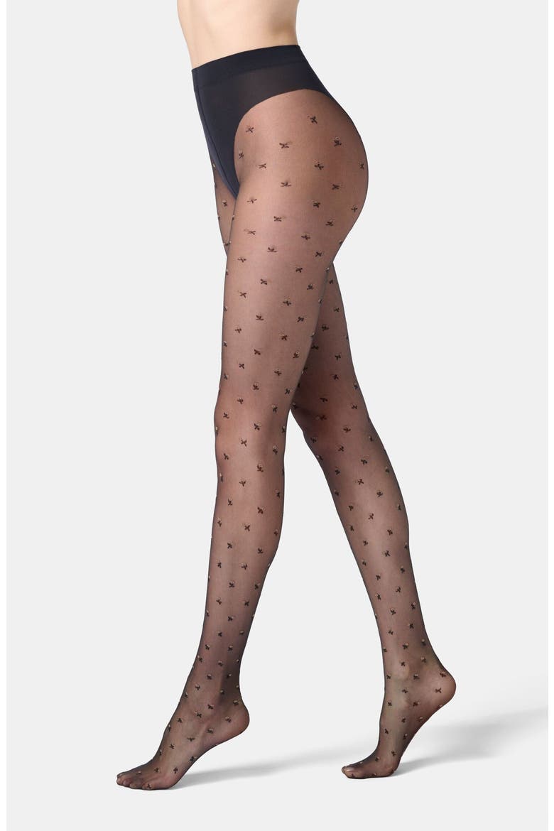 Floret Sheer Tights, Main, color, BLACK