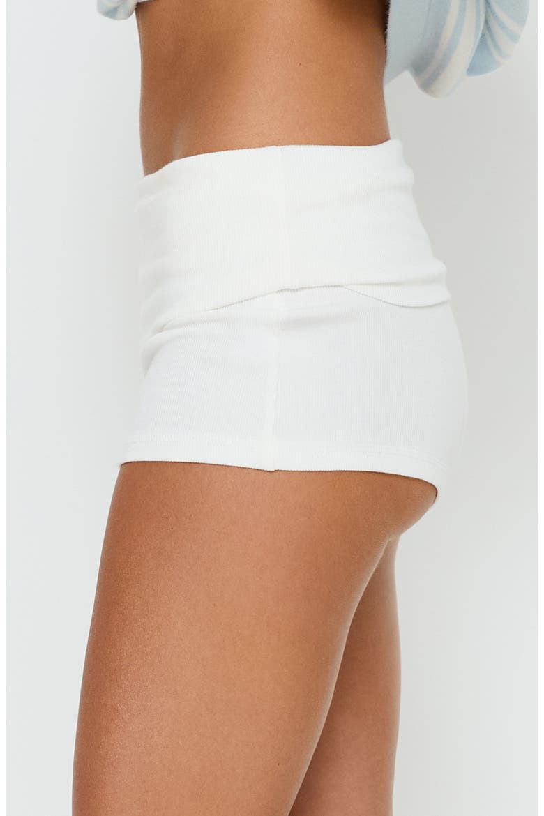 Baseline Foldover Rib Stretch Cotton Shorts, Alternate, color, WHITE