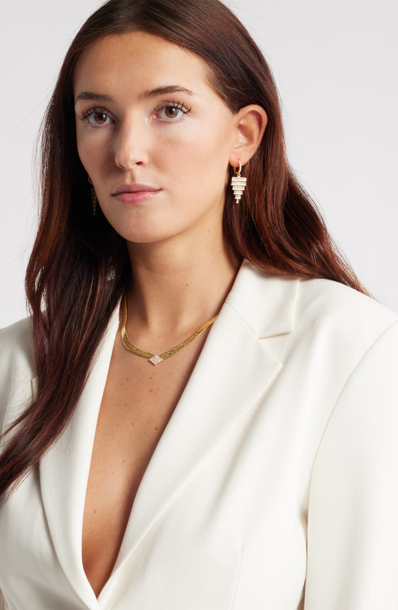 Nordstrom Cubic Zirconia Fringe Hoop Earrings, Alternate, color, Clear- Gold