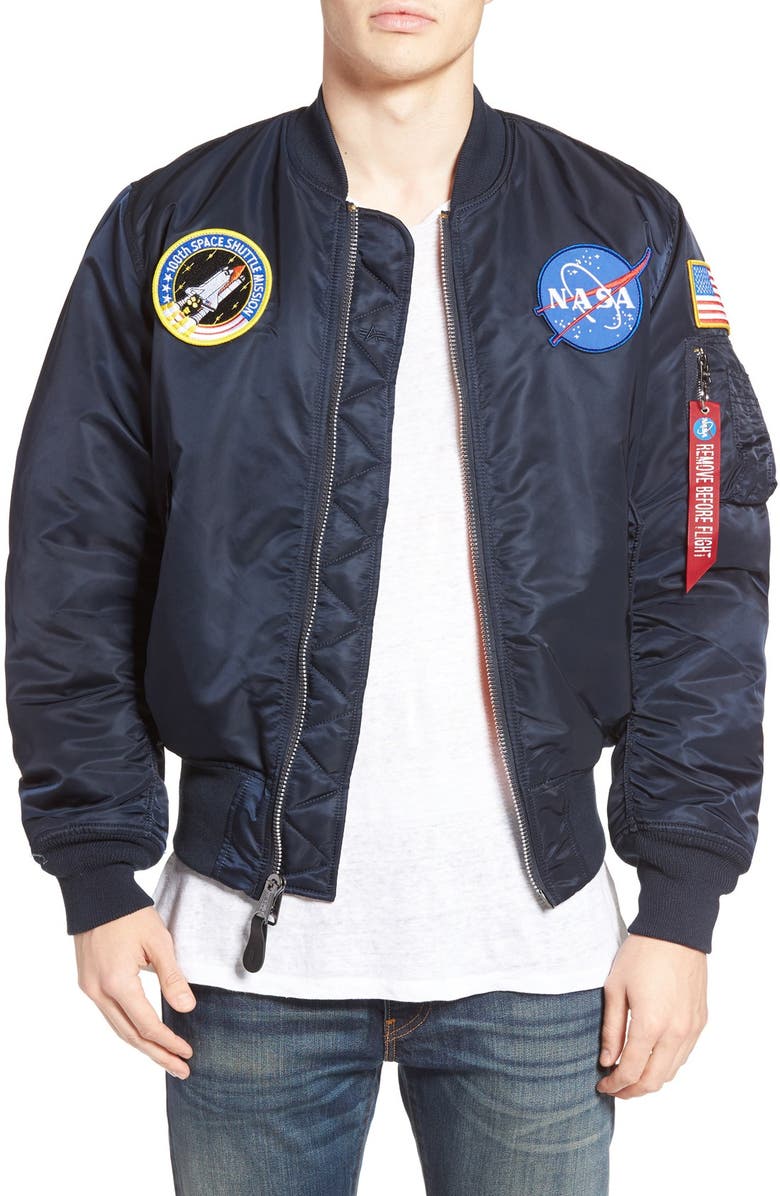Alpha Industries NASA MA-1 Bomber Jacket, Main, color, 