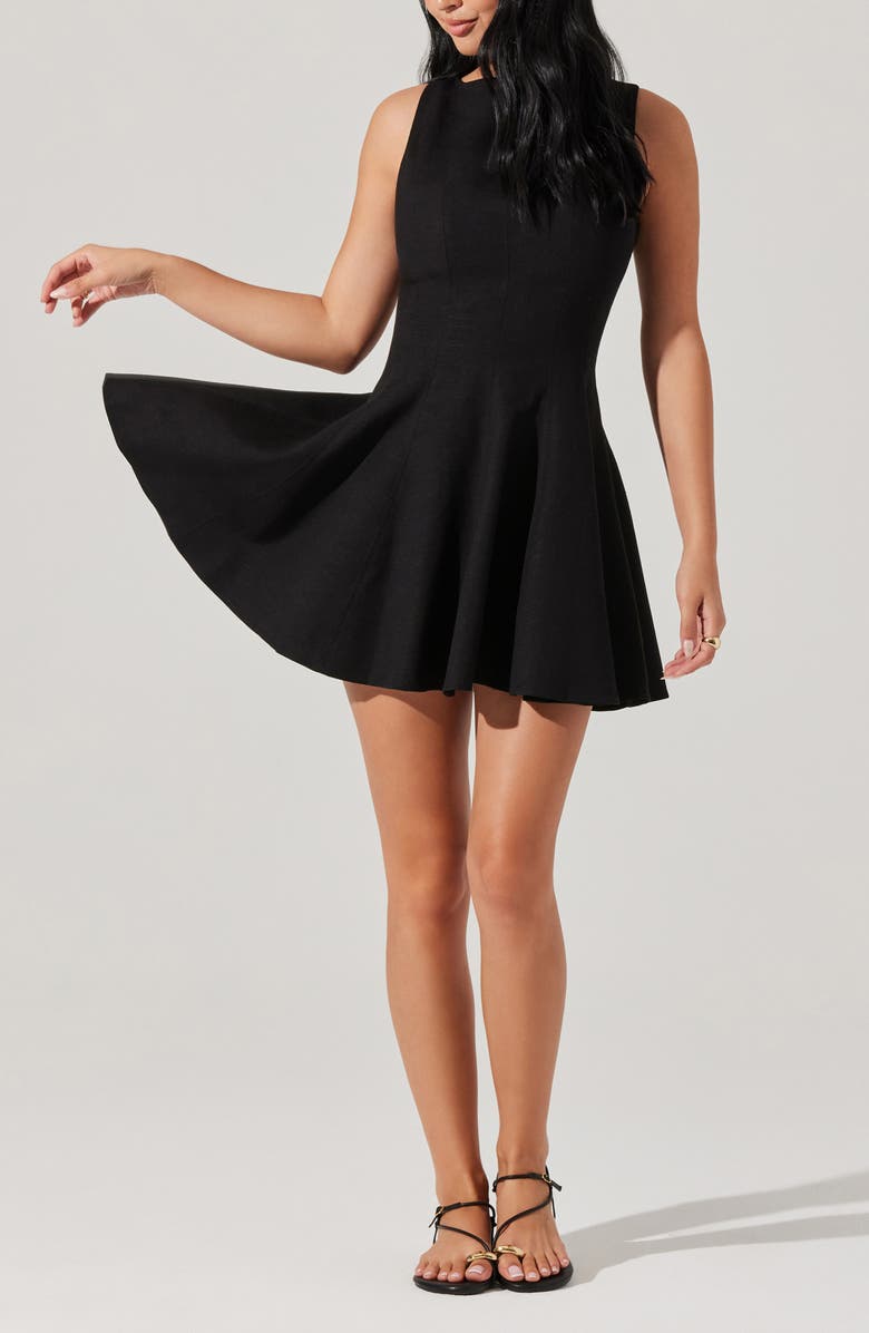 ASTR the Label Xaria Sleeveless Skater Minidress, Alternate, color, Black