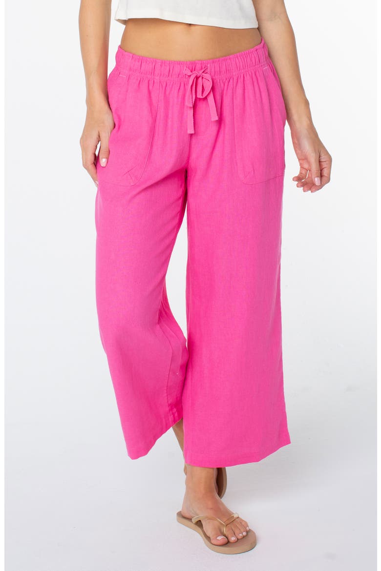 Lagoon Linen Blend Crop Pants, Main, color, SHOCKING PINK