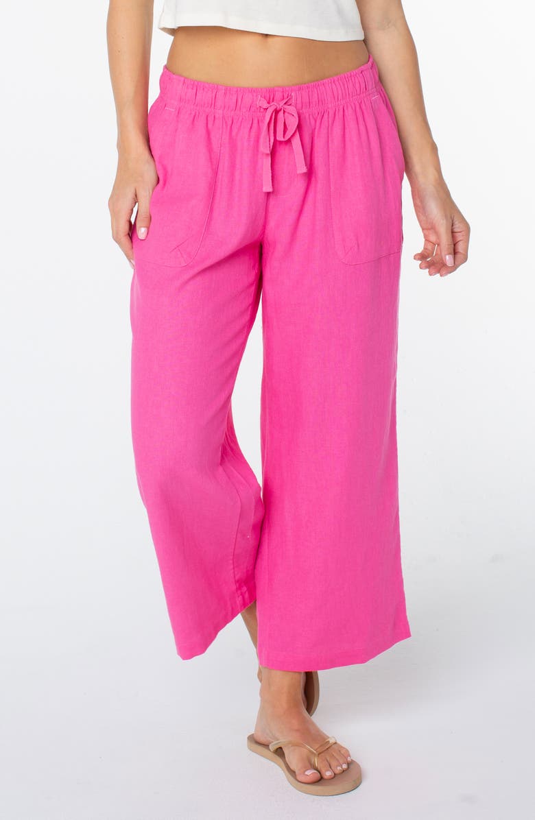 Roxy Lagoon Linen Blend Crop Pants, Main, color, 