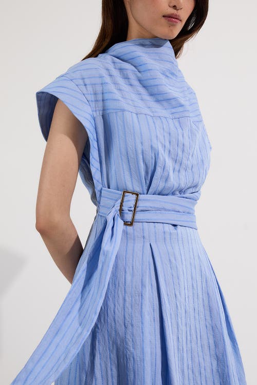 Karen Millen Belted Woven Midi Shirt Dress In Blue