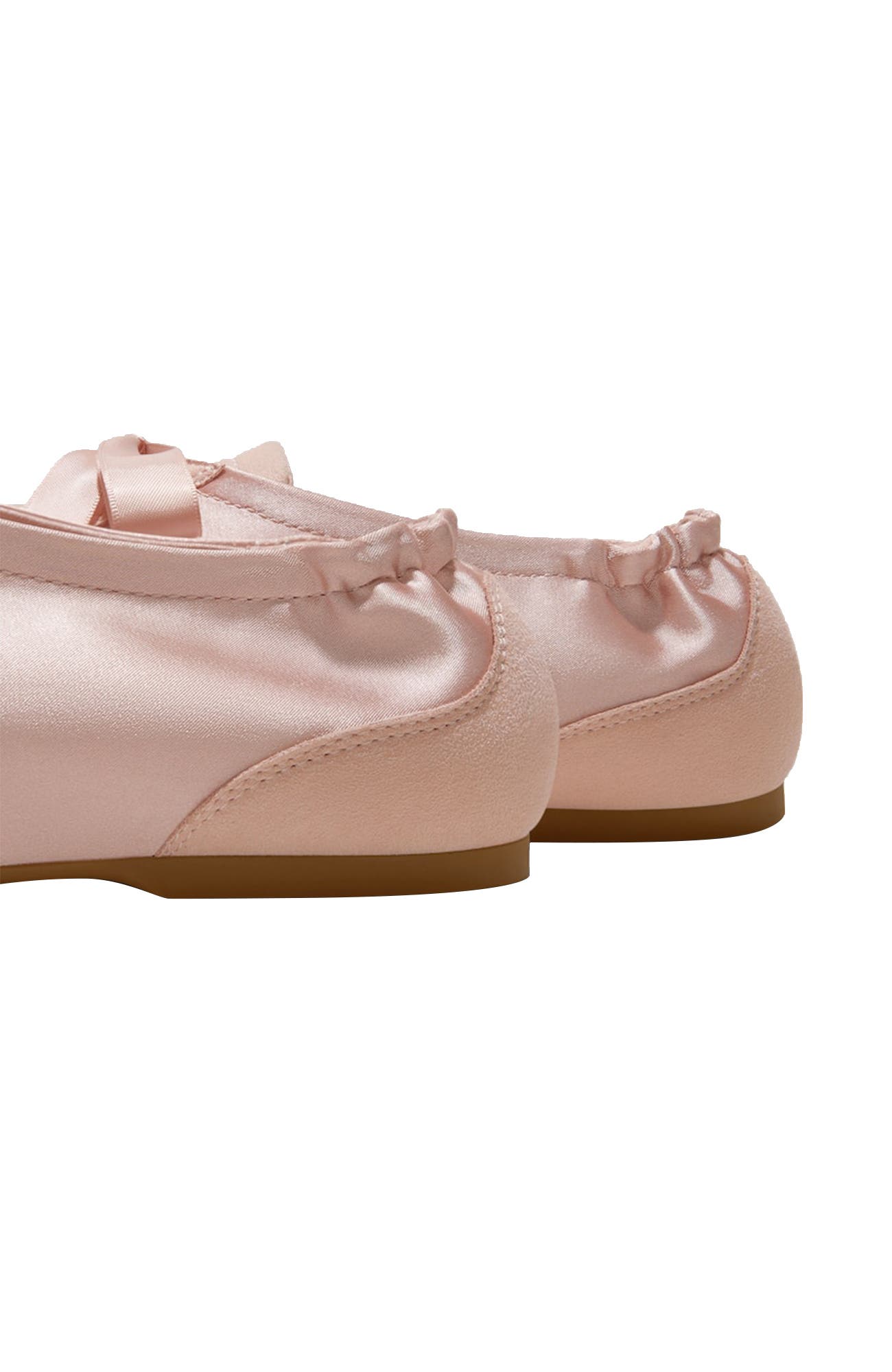 Cristina Square-Toe Lace-Up Satin Sneakerina, Alternate, color, Peach Blush