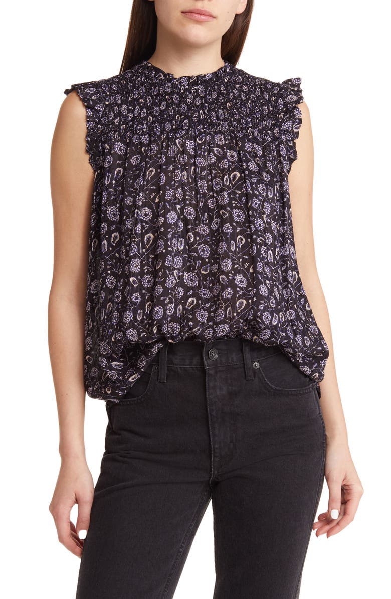 Treasure & Bond Print Smocked Blouse, Main, color, 