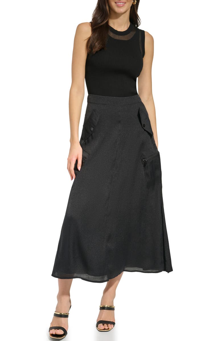 DKNY Organza Cargo Midi Skirt, Alternate, color, 