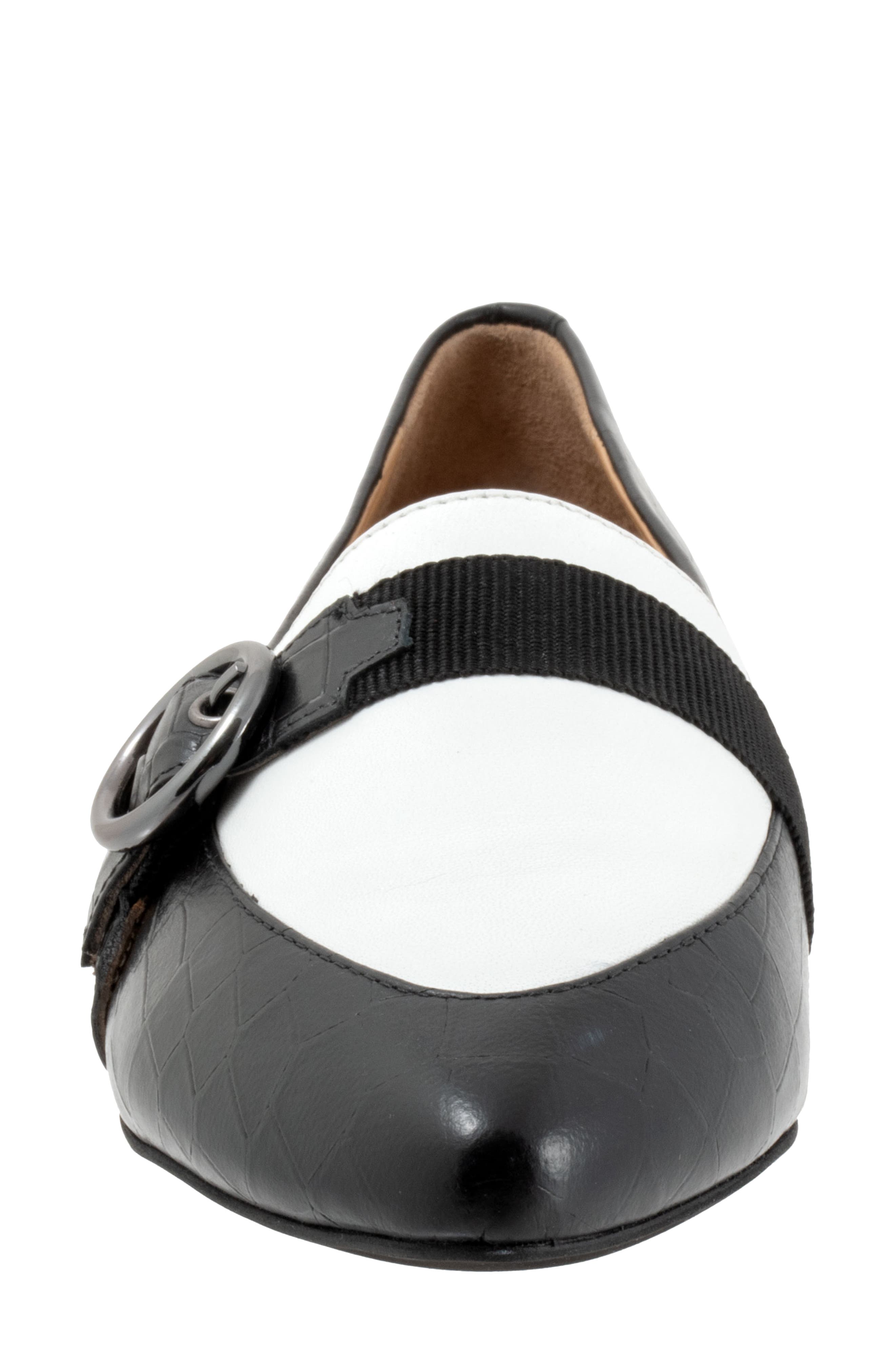 Trotters Emmett Pointed Toe Loafer Flat, Alternate, color, Black/ White