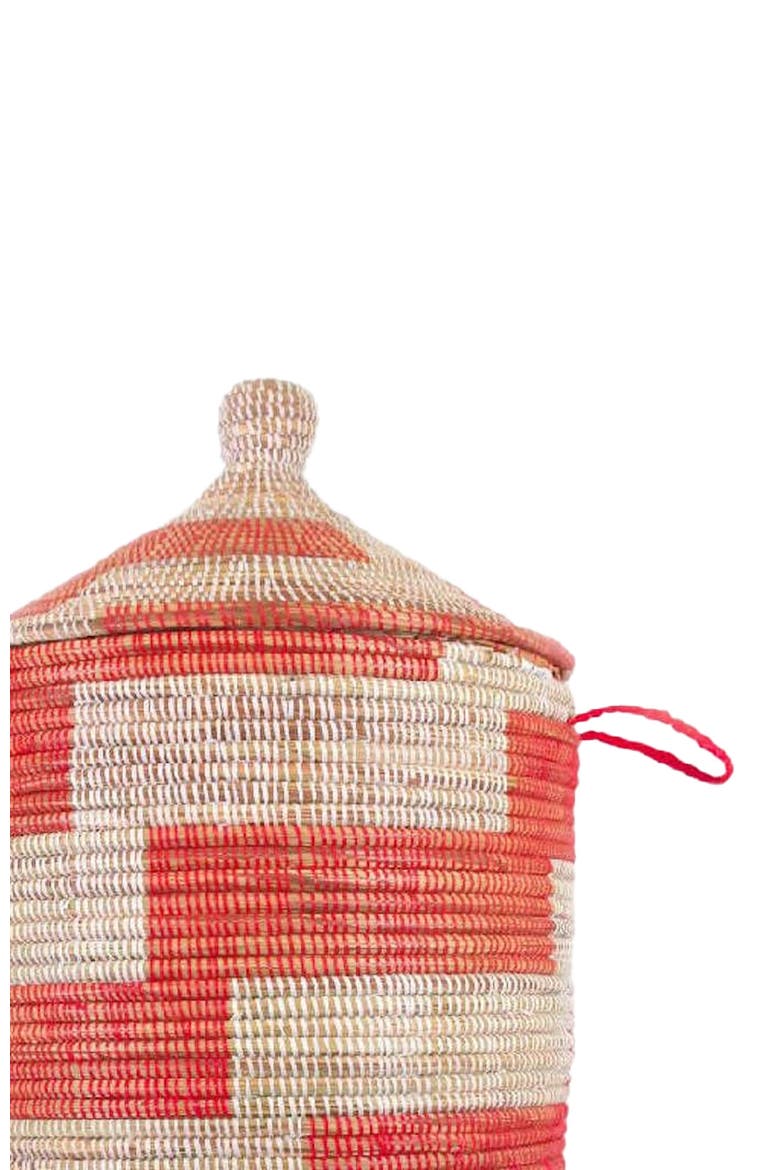 Dou Lid Storage Basket Stripe Red, Alternate, color, Red Stripe