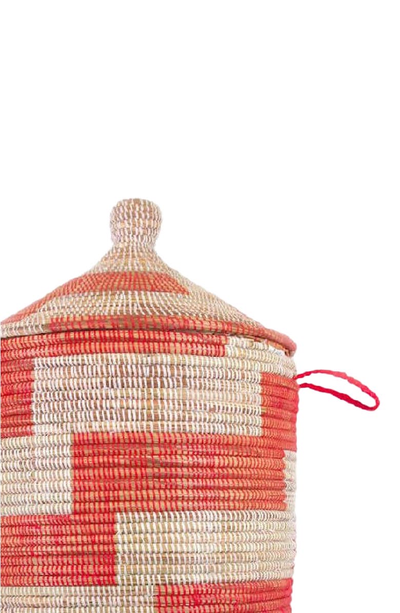 Mbare Dou Lid Storage Basket Stripe Red, Alternate, color, Red Stripe