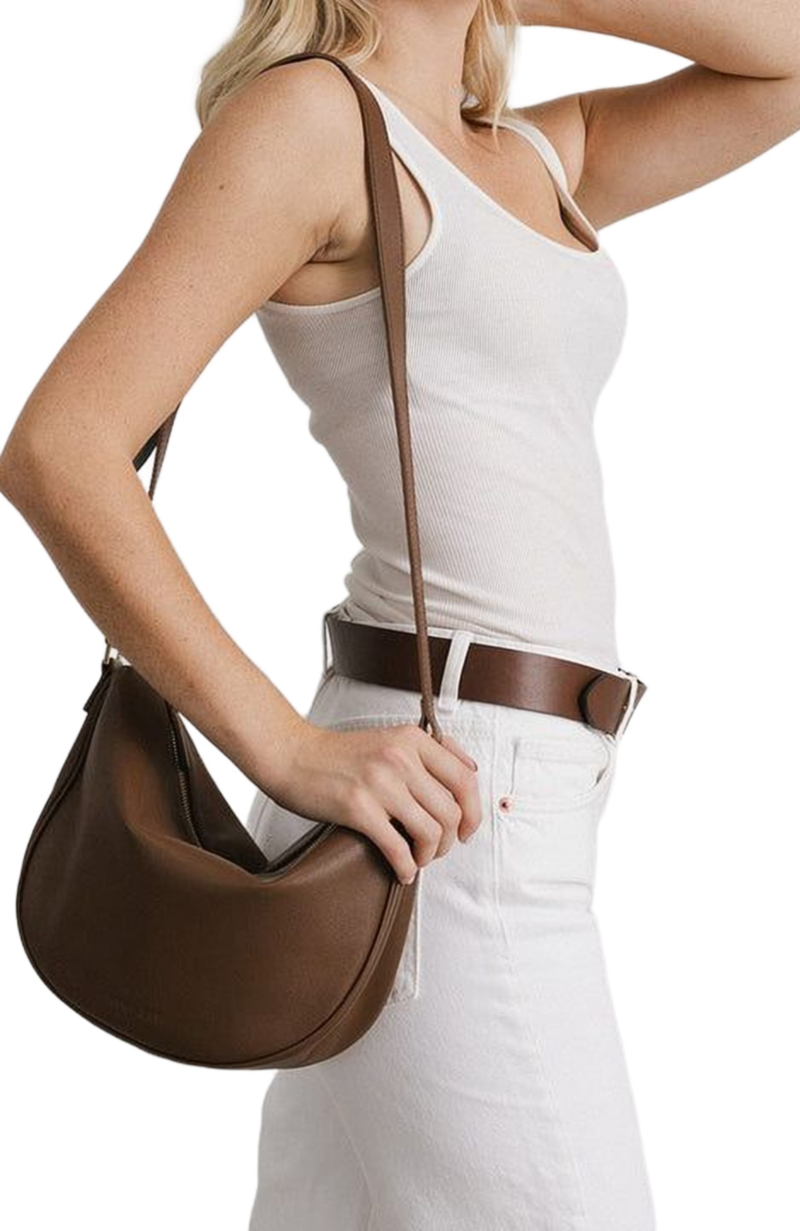 Drew Genuine Leather Slouchy Bag, Alternate, color, Chocolate