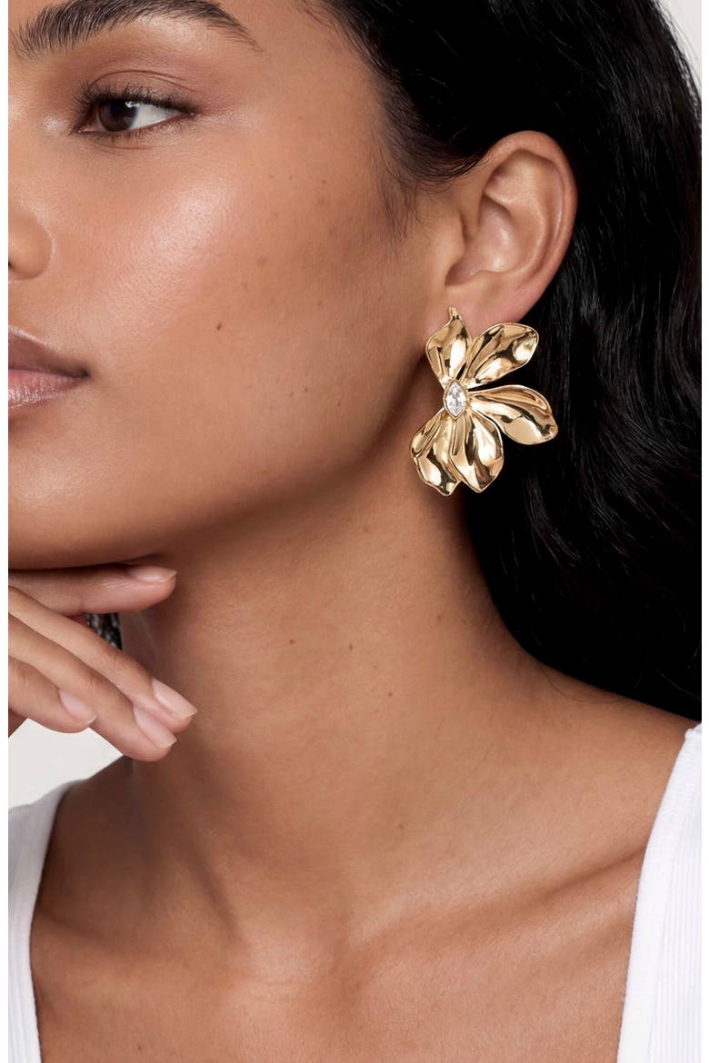Crystal Bloom Statement Earrings, Alternate, color, GOLD