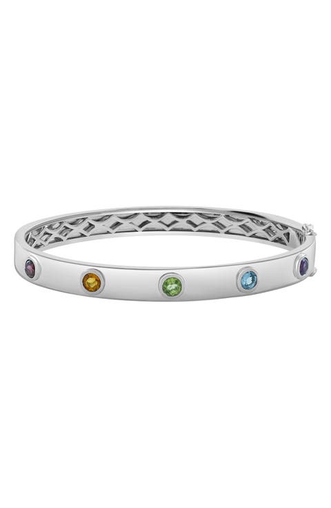 Bezel Set Gemstone Bangle Bracelet