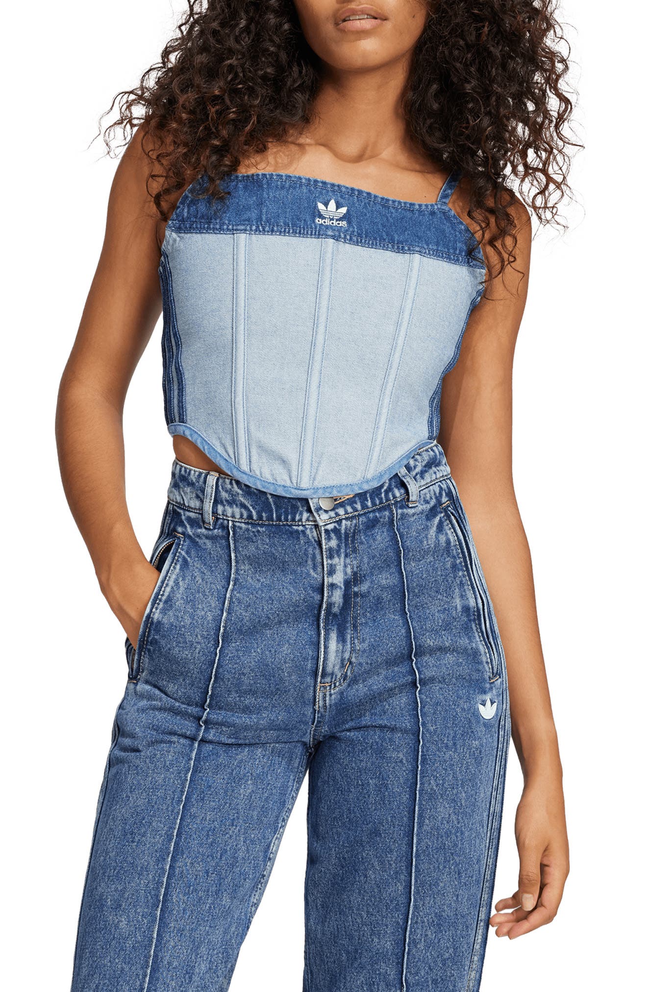 adidas x KSENIASCHNAIDER Patchwork Denim Corset Top (Women