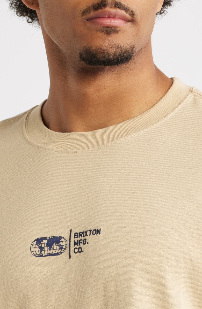 Brixton Union Relaxed Fit Heavyweight Cotton Graphic T-Shirt, Alternate, color, Cream Classic Wash
