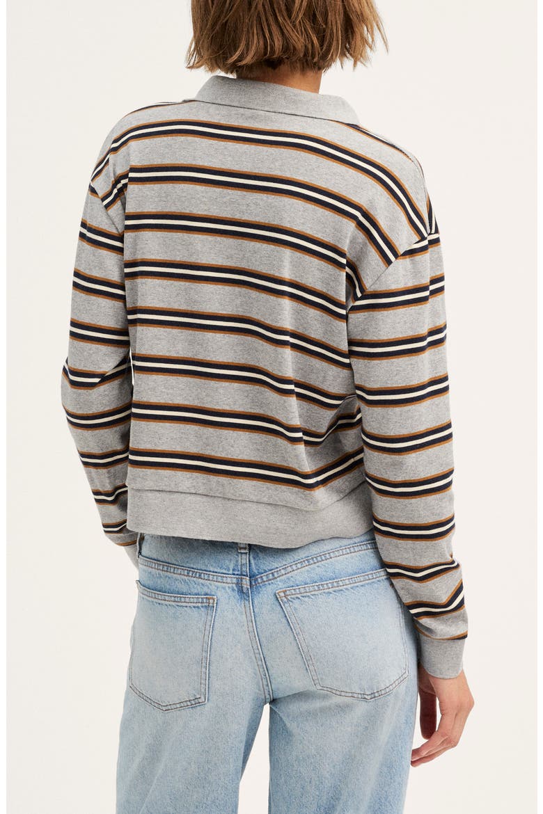 The Long Sleeve Cotton Polo, Alternate, color, HEATHER STRIPE