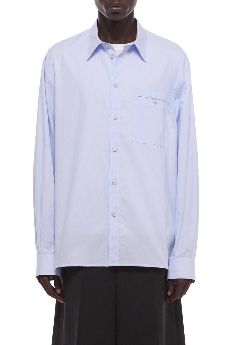 Relaxed Fit Stripe Button-Up Shirt, Main, color, LIGHT BLUE