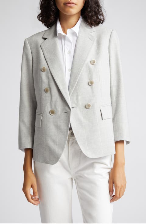 Pinstripe Double Breasted Wool Blazer