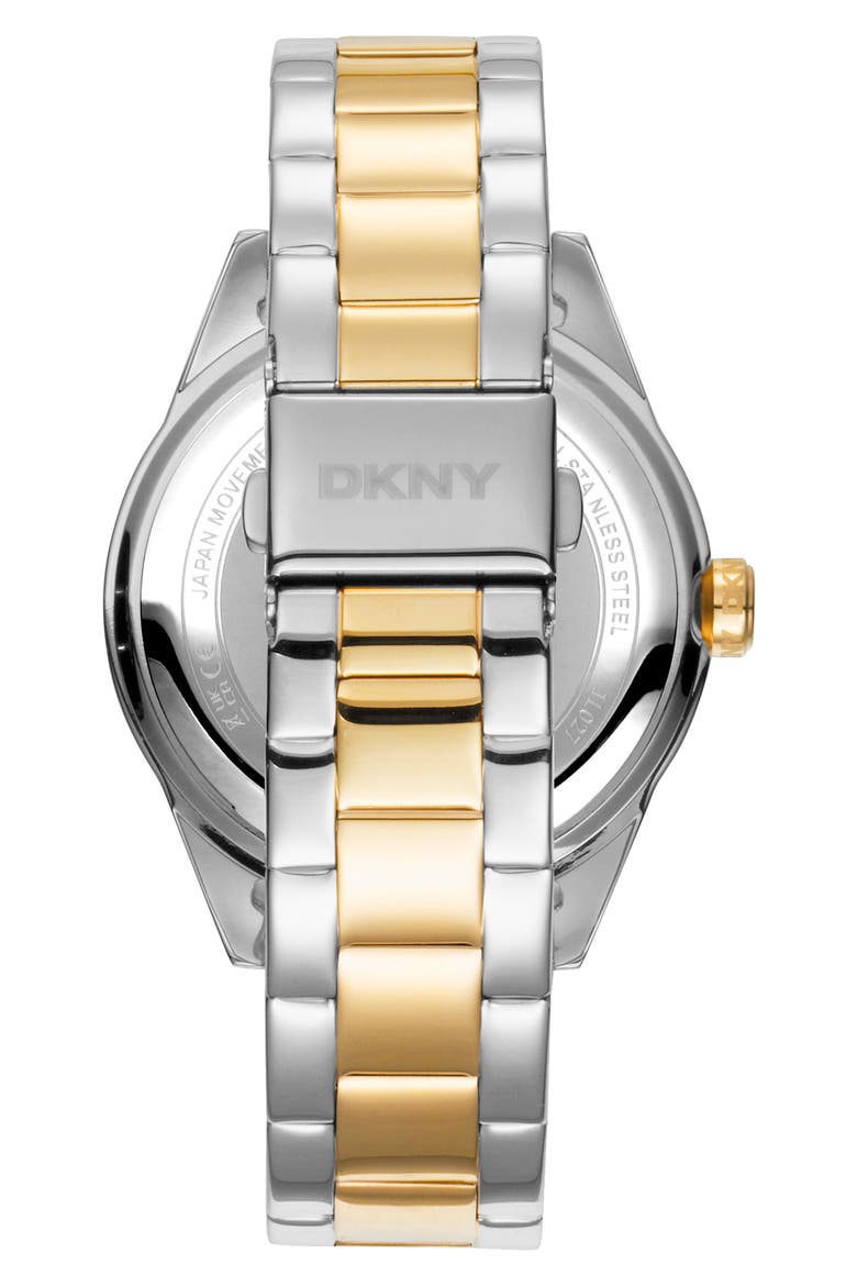 Crystal Bezel Three Hand Quartz Bracelet Watch, 40mm, Alternate, color, TWO TONE SILVER AND GOLD