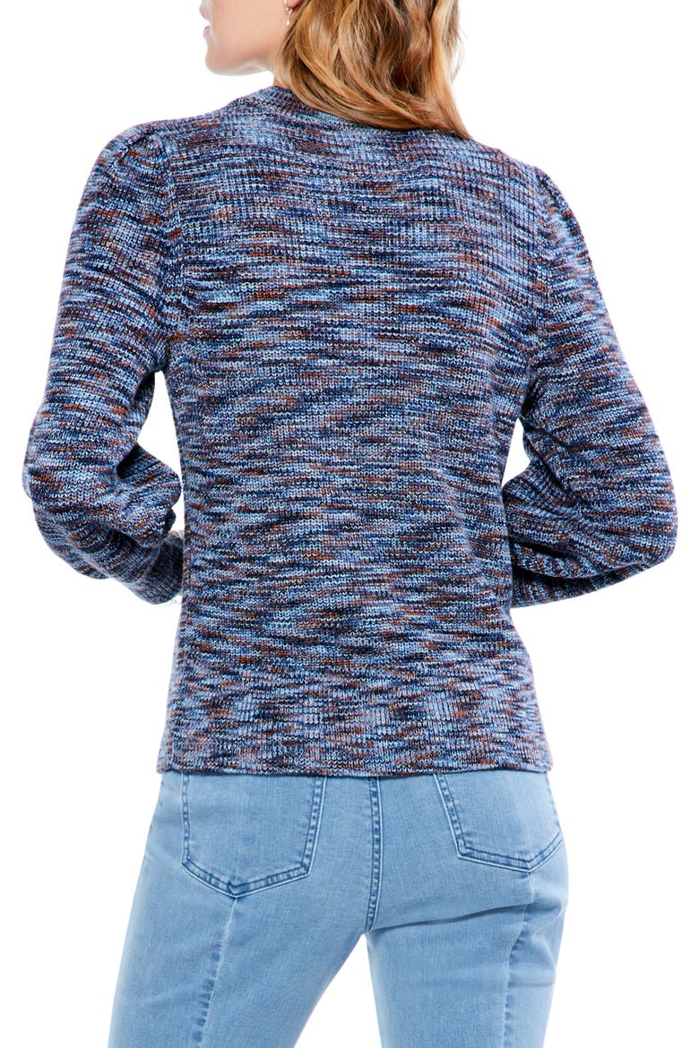 Space Dye Puff Sleeve Cotton Blend Sweater, Alternate, color, INDIGO MIX