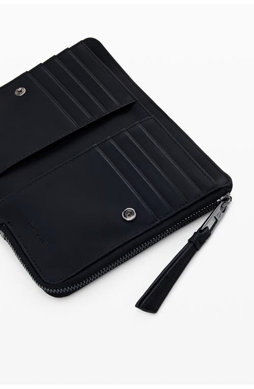 Desigual Medium Embroidered Faux Leather Bifold Wallet In Black