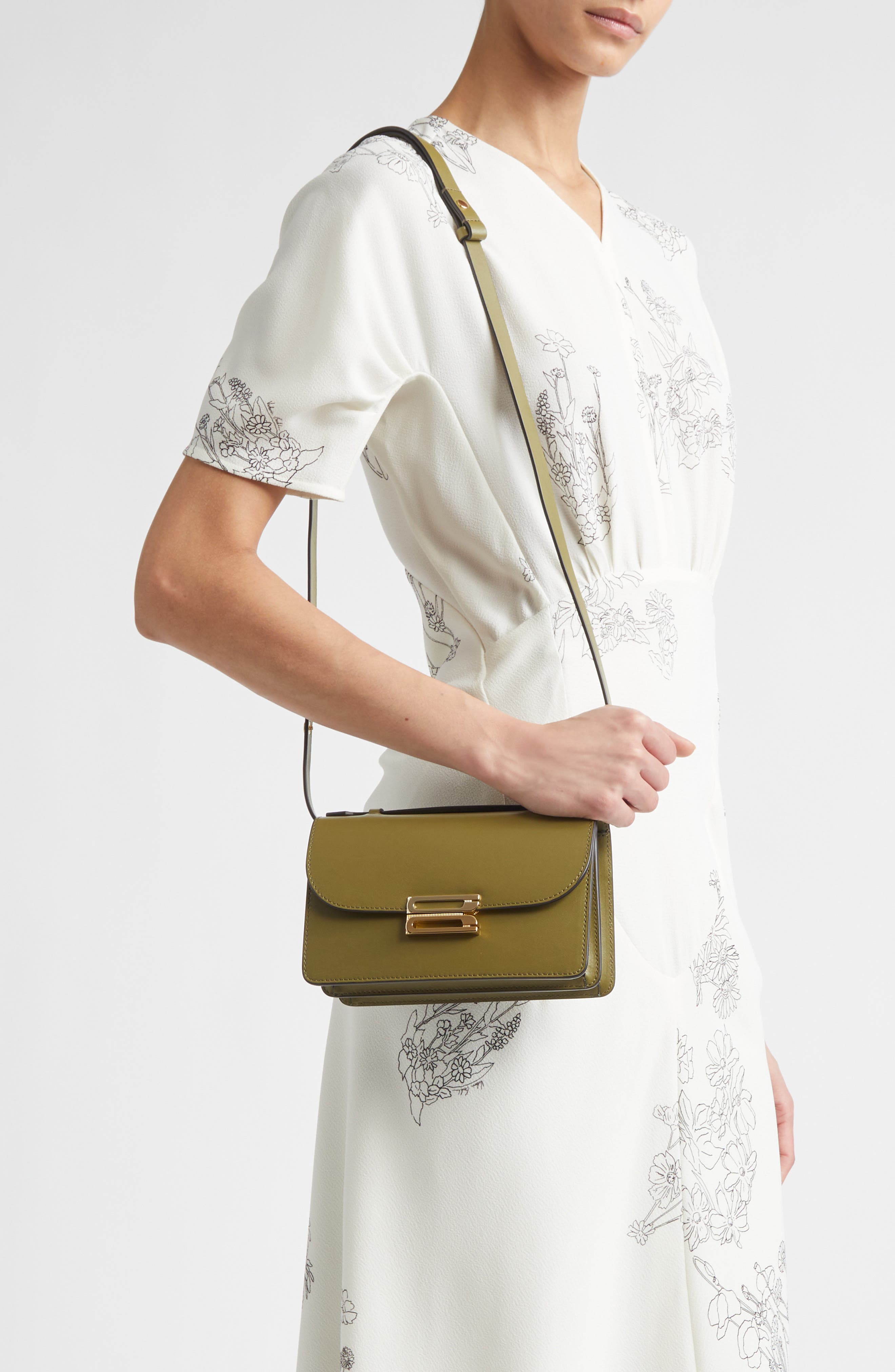 The Mini Dorian Leather Shoulder Bag, Alternate, color, CACTUS GREEN
