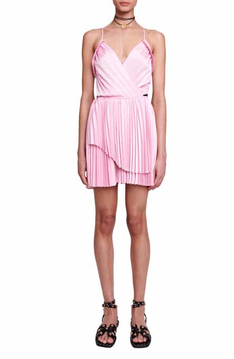 maje Riplital Pleated Cutout Back Dress