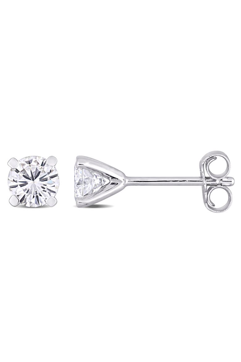 Moissanite Solitaire Earrings, Main, color, Sterling Silver