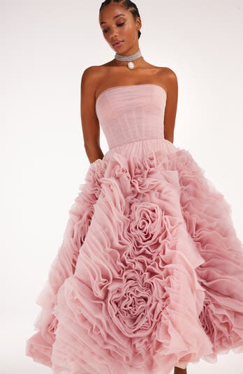 Dramatically Flowered Tulle Dress
