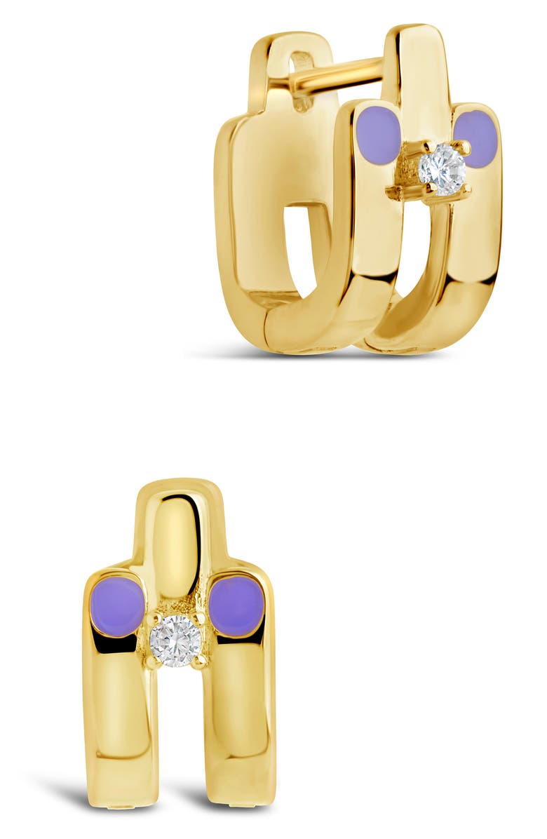 Sterling Forever Zella CZ Huggie Hoop Earrings, Main, color, Gold