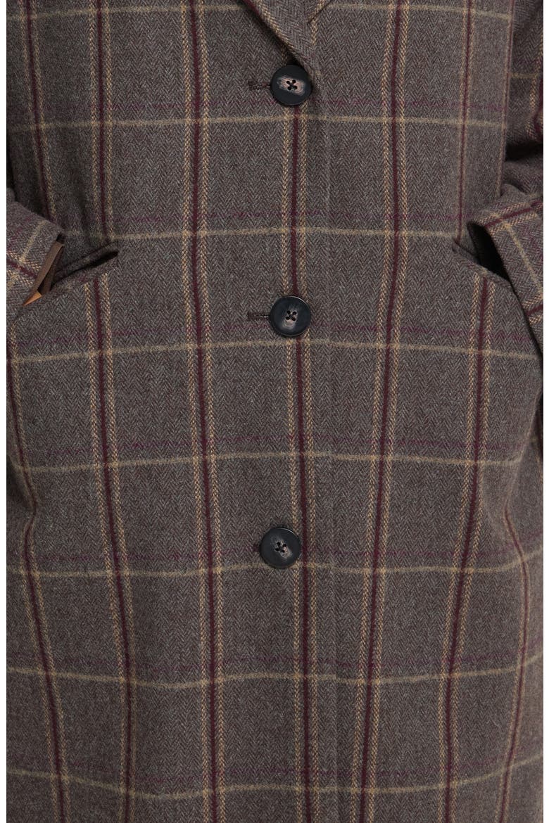 Checked Longline Coat, Alternate, color, COCOA BROWN CHECK