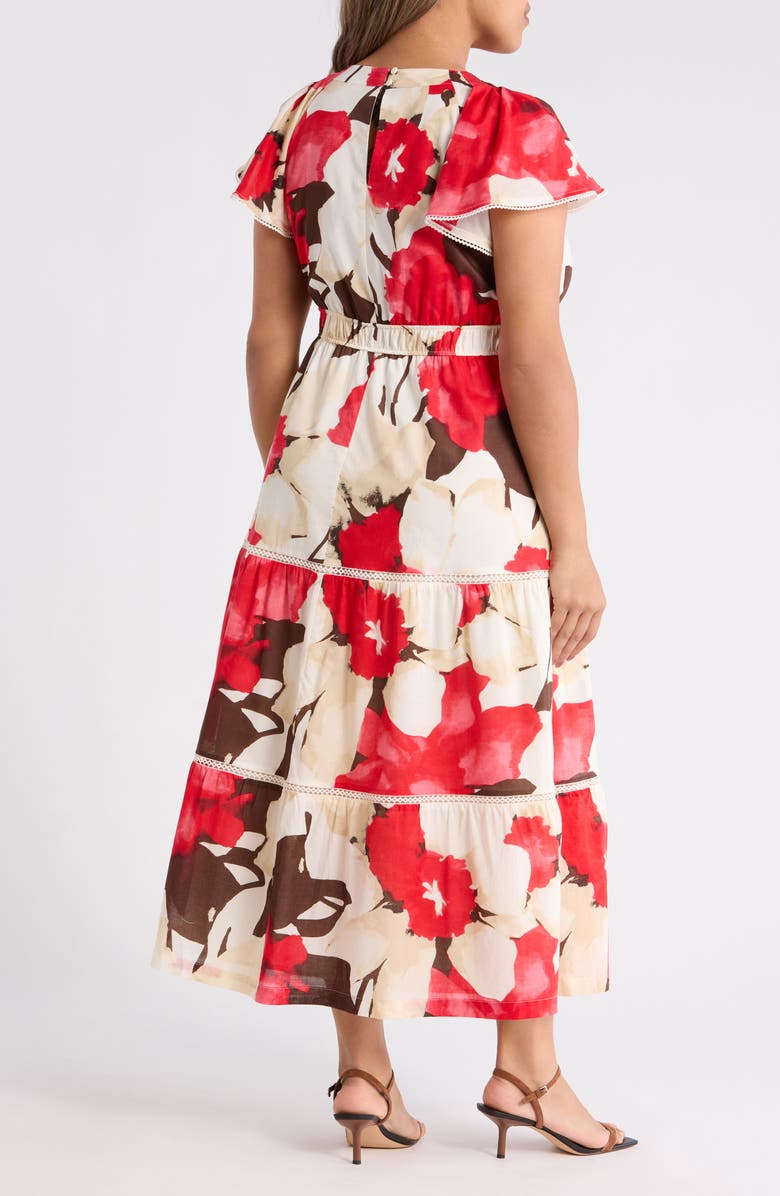 Anne Klein Floral Print Tiered Midi Dress, Alternate, color, 