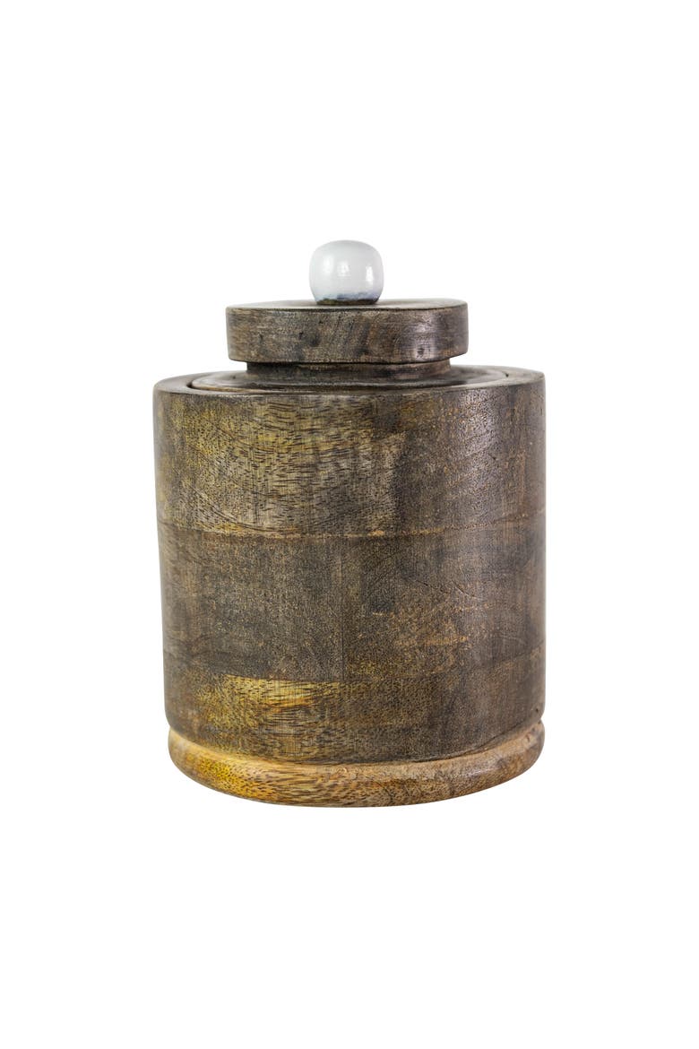 Round Canister Natural Mango Wood, Main, color, Brown