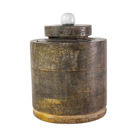 Round Canister Natural Mango Wood
