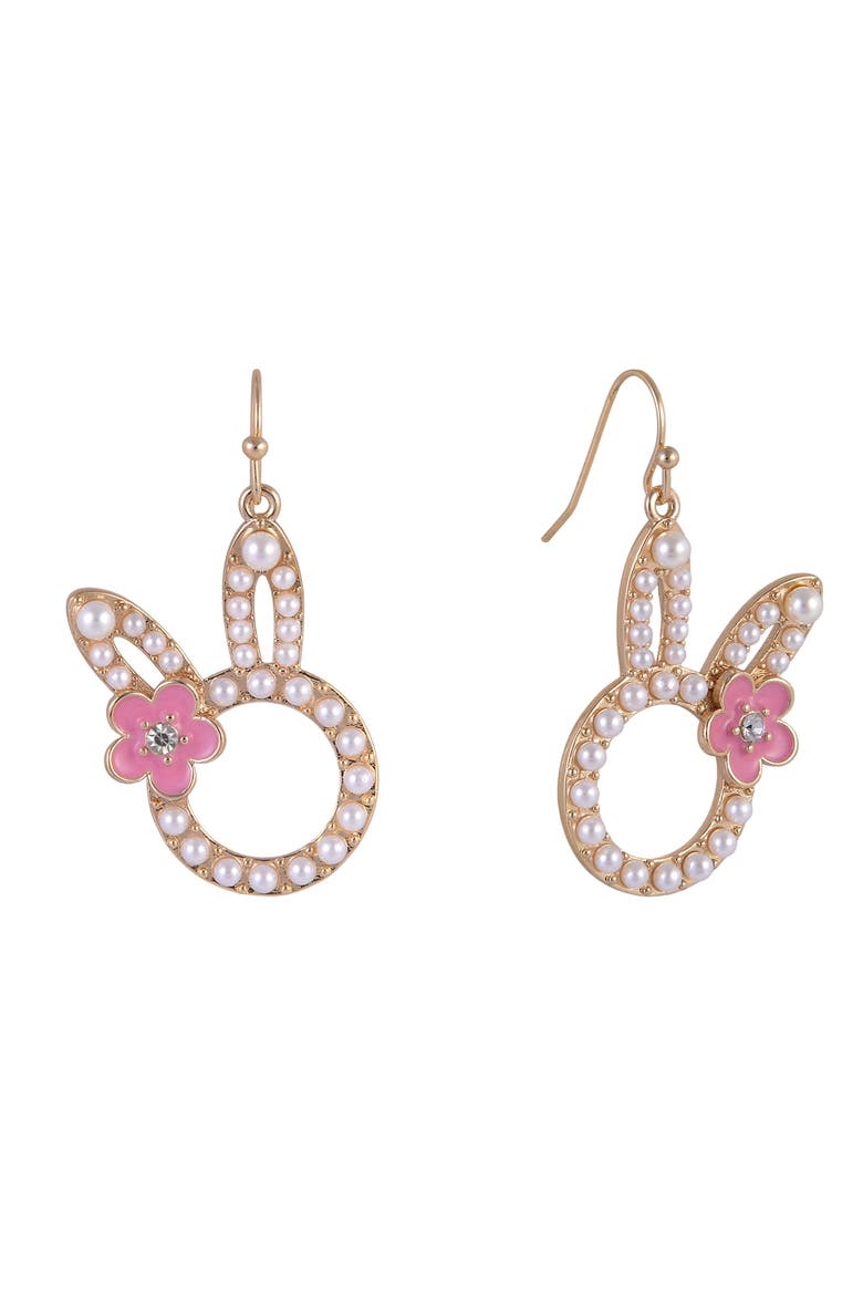 Pearl Easter Bunny Earrings, Main, color, White