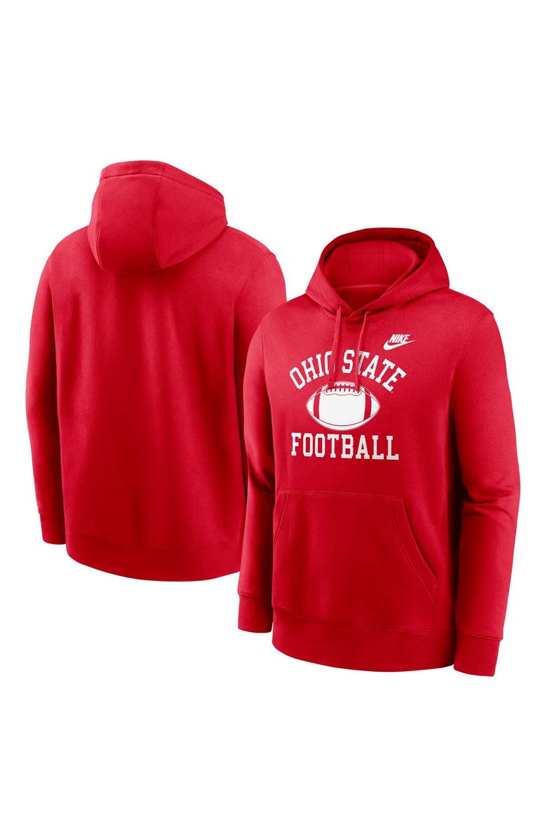 Nike Men's Nike Scarlet Ohio State Buckeyes Legacy Football Icon Club Fleece Pullover Hoodie, Alternate, color, Scarlet