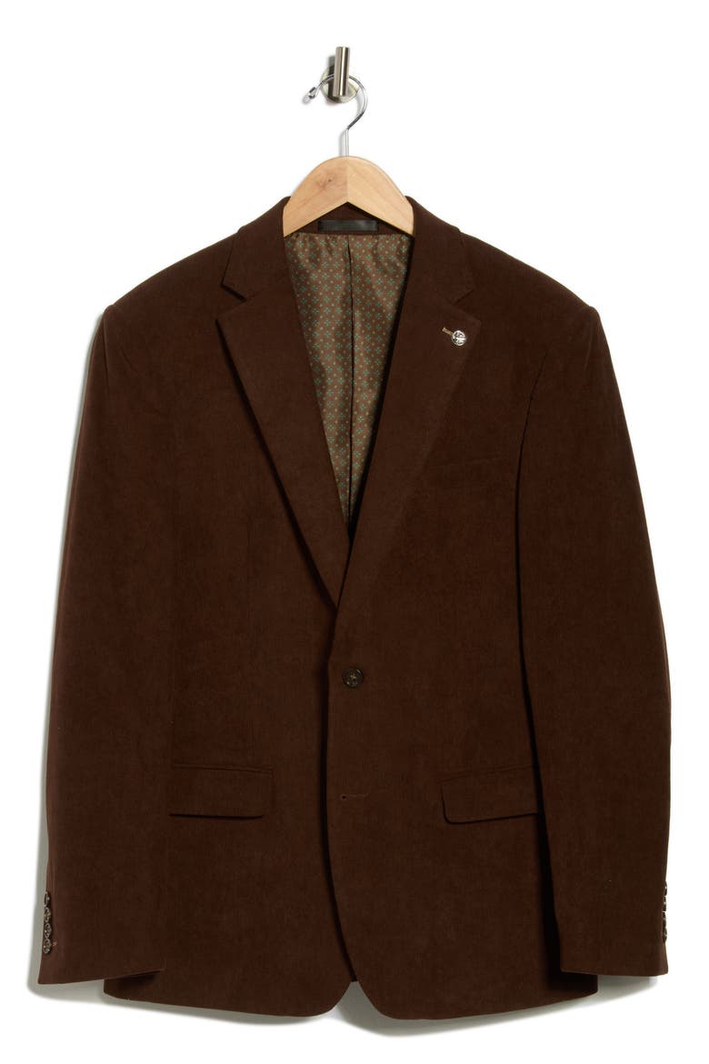 Corduroy Two-Button Sport Coat, Alternate, color, BROWN