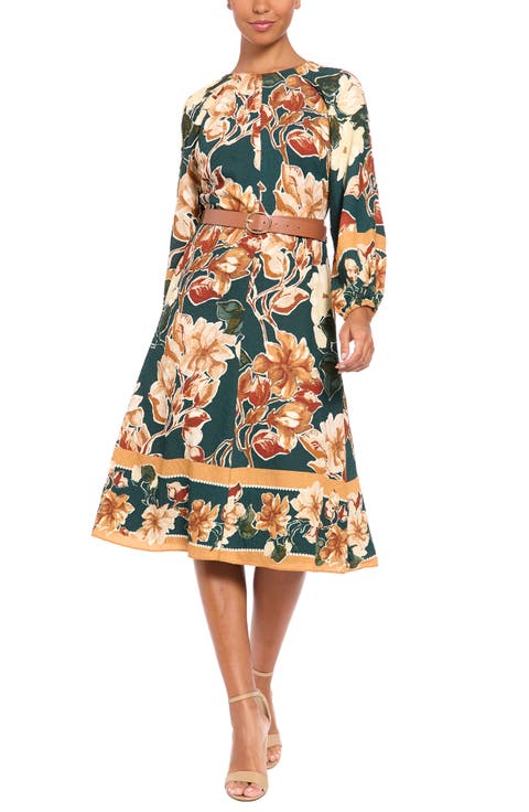 Print Long Sleeve Dress