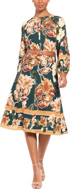 Maggy London Print Long Sleeve Dress