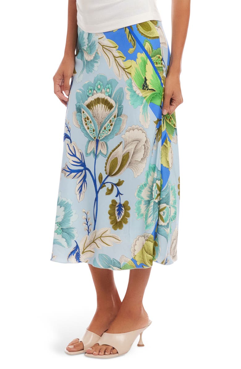 FIFTEEN TWENTY Mia Bias Cut Midi Skirt, Alternate, color, Blue Print