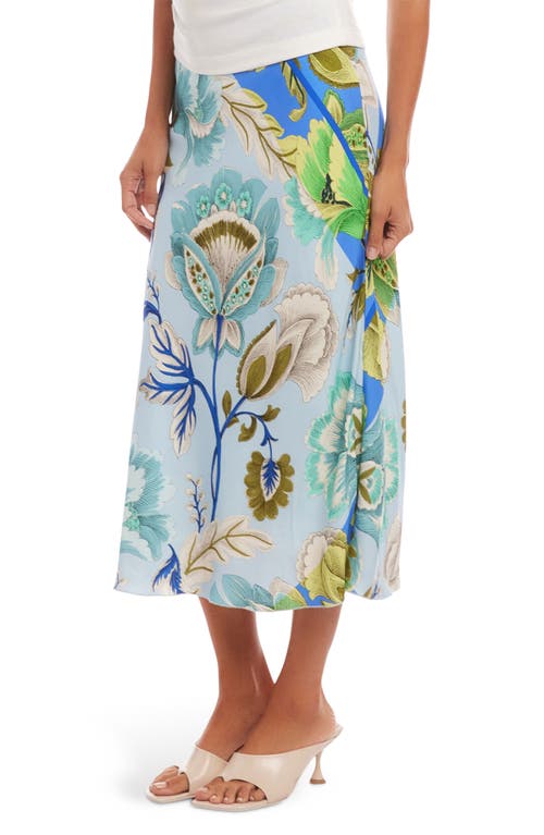 Shop Fifteen Twenty Mia Bias Cut Midi Skirt In Blue Print