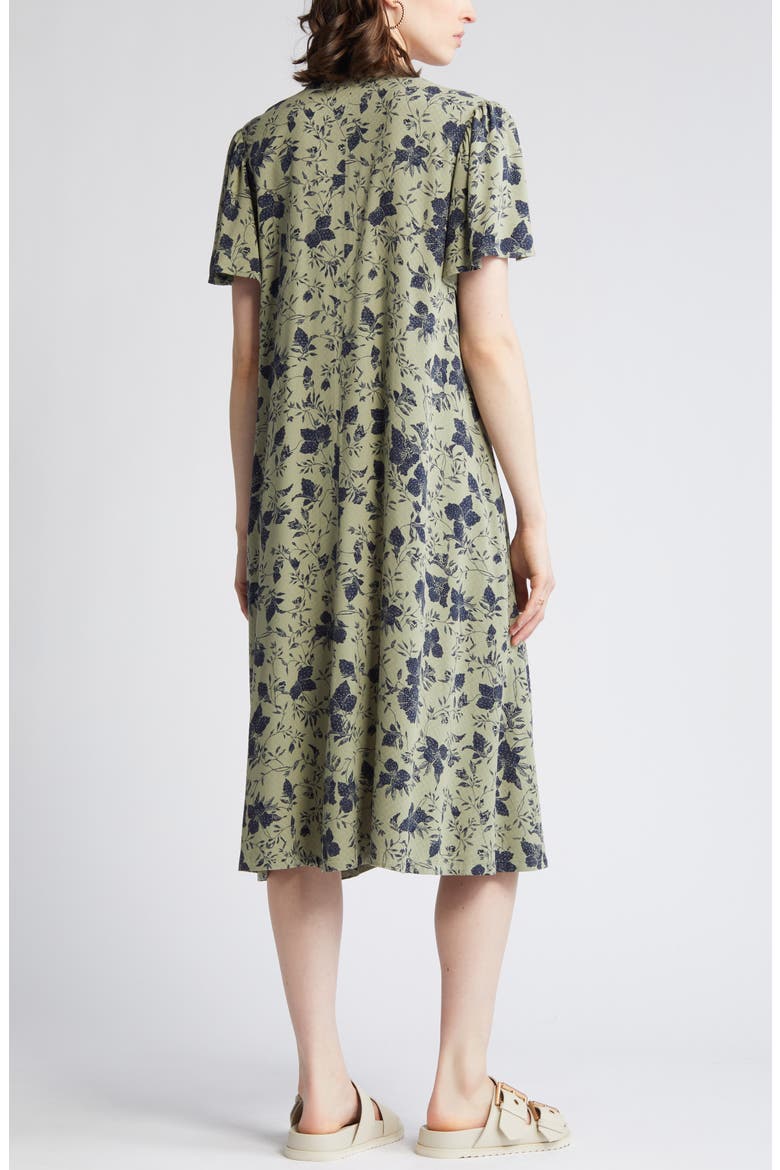 Floral Print Dress, Alternate, color, OLIVE- NAVY OLIVIA BLOOMS