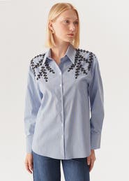 Exquise Kendall Beaded Long Sleeve Shirt